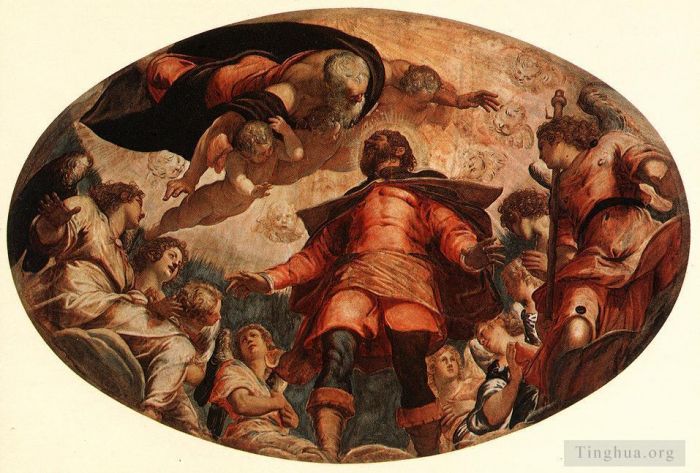 Tintoretto Ölgemälde - Verherrlichung des Heiligen Rochus