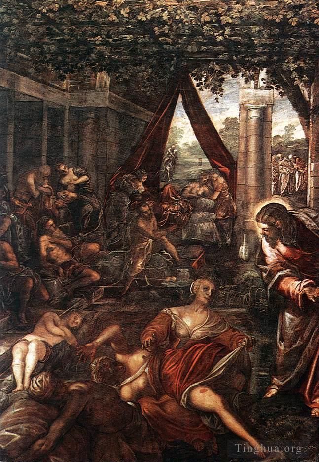 Tintoretto Ölgemälde - La Probatica Piscina