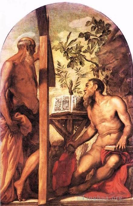 Tintoretto Ölgemälde - St. Hieronymus und St. Andreas