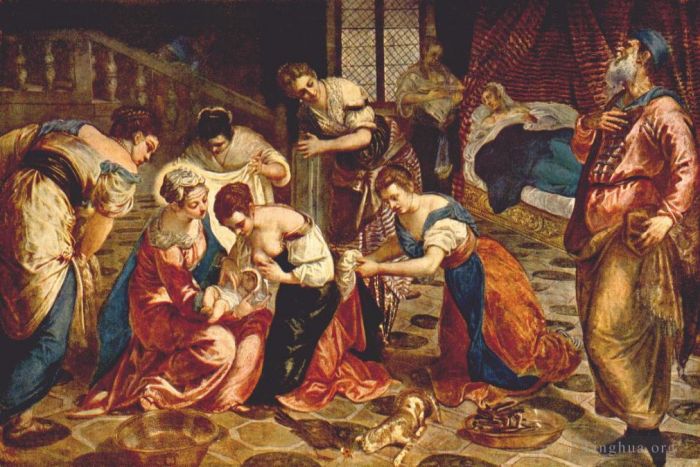 Tintoretto Ölgemälde - Die Geburt des Heiligen Johannes des Täufers