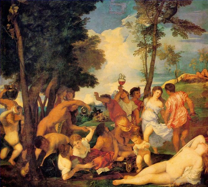 Titian Ölgemälde - Bacchanal 1523