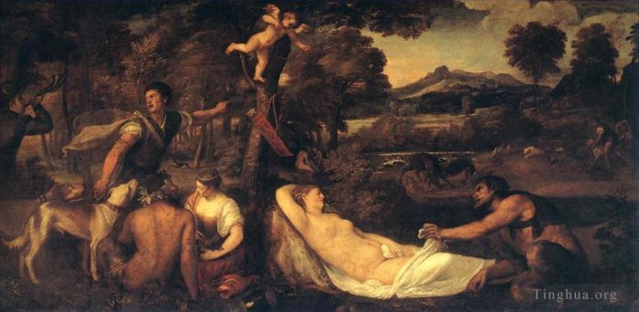 Titian Ölgemälde - Jupiter und Anthiope Pardo Venus