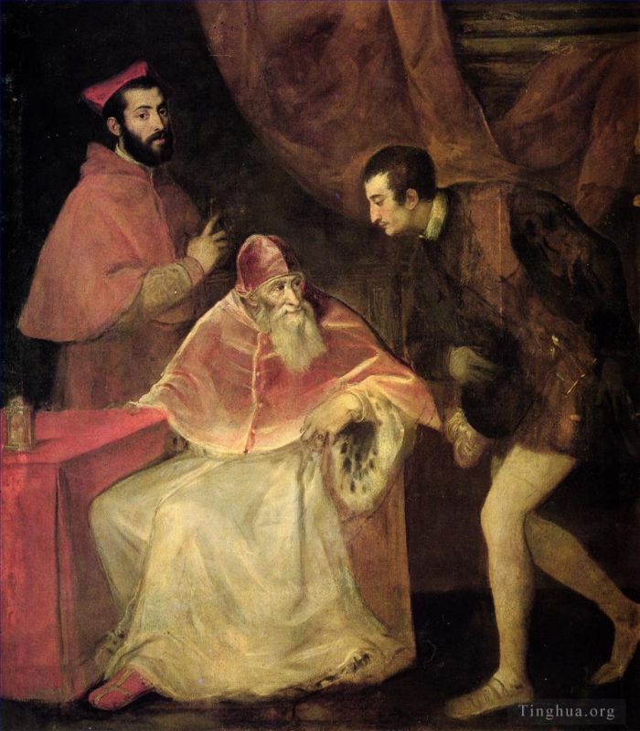 Titian Ölgemälde - Papst Paul III. und Neffen 1543