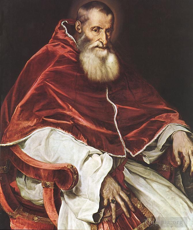 Titian Ölgemälde - Porträt von Papst Paul III