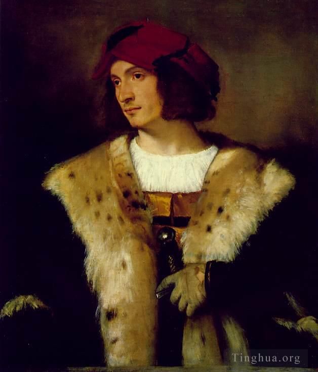 Titian Ölgemälde - Porträt eines Mannes mit roter Mütze