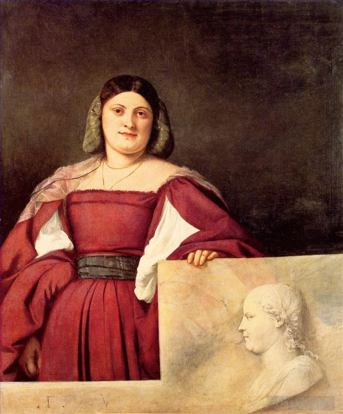 Titian Ölgemälde - Porträt einer Frau namens La Schiavona