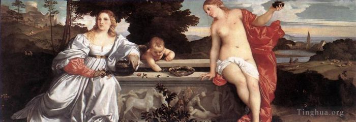 Titian Ölgemälde - Heilige und profane Liebe