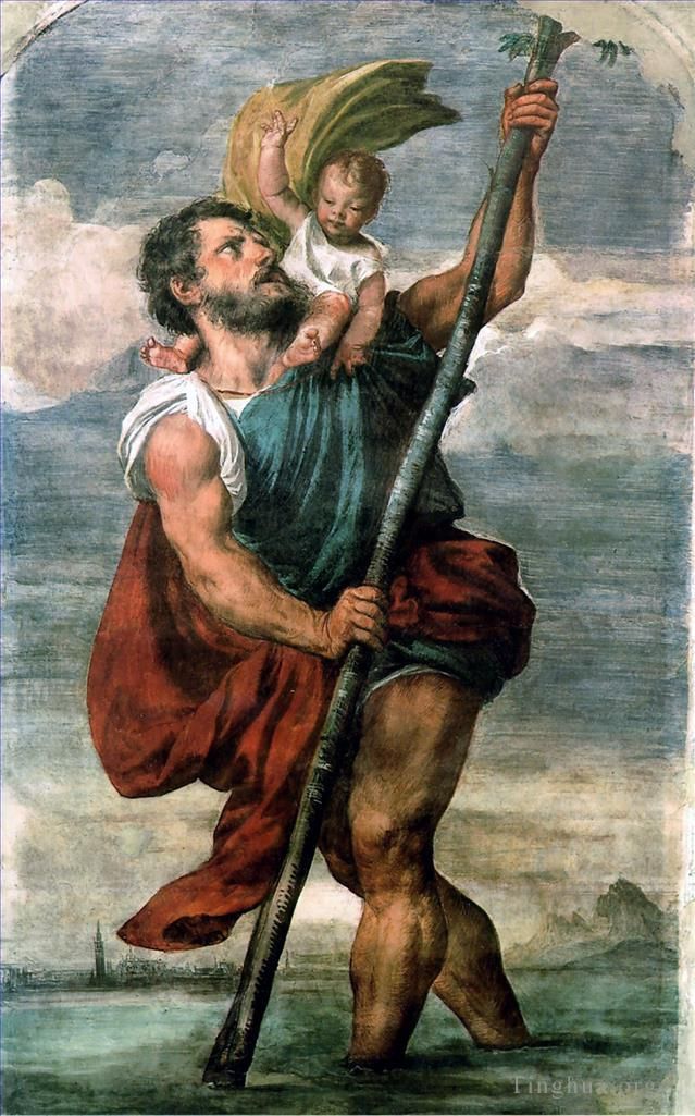 Titian Ölgemälde - Heiliger Christophorus