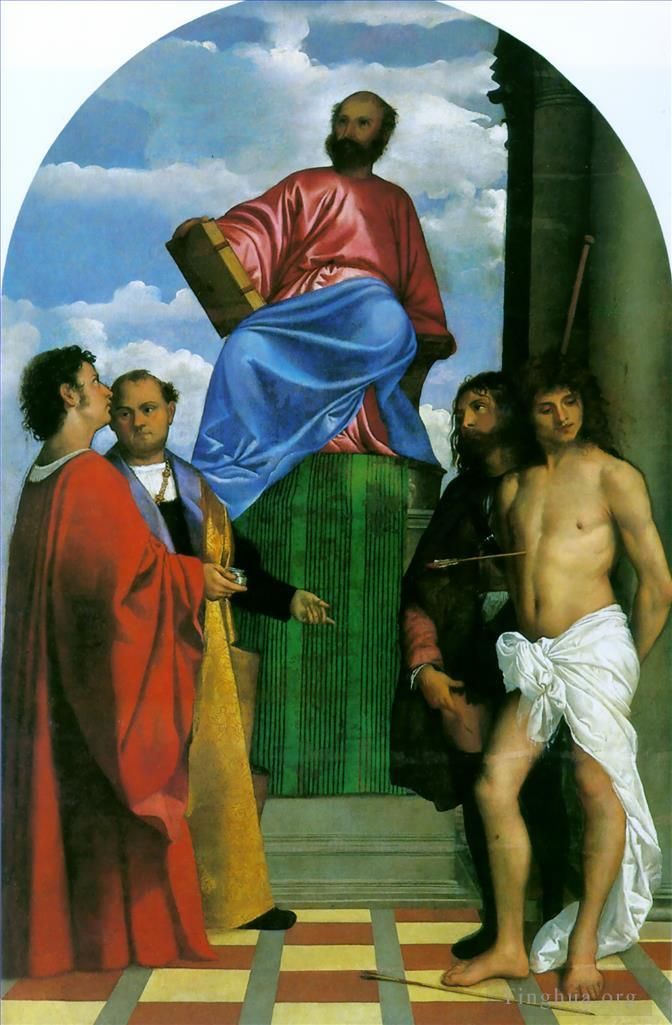 Titian Ölgemälde - Der heilige Markus thront