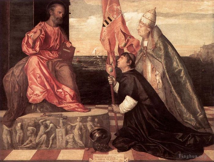 Titian Ölgemälde - Tintoretto Papst Alexander IV. überreicht Jacopo Pesaro dem heiligen Petrus