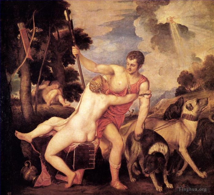 Titian Ölgemälde - Venus und Adonis