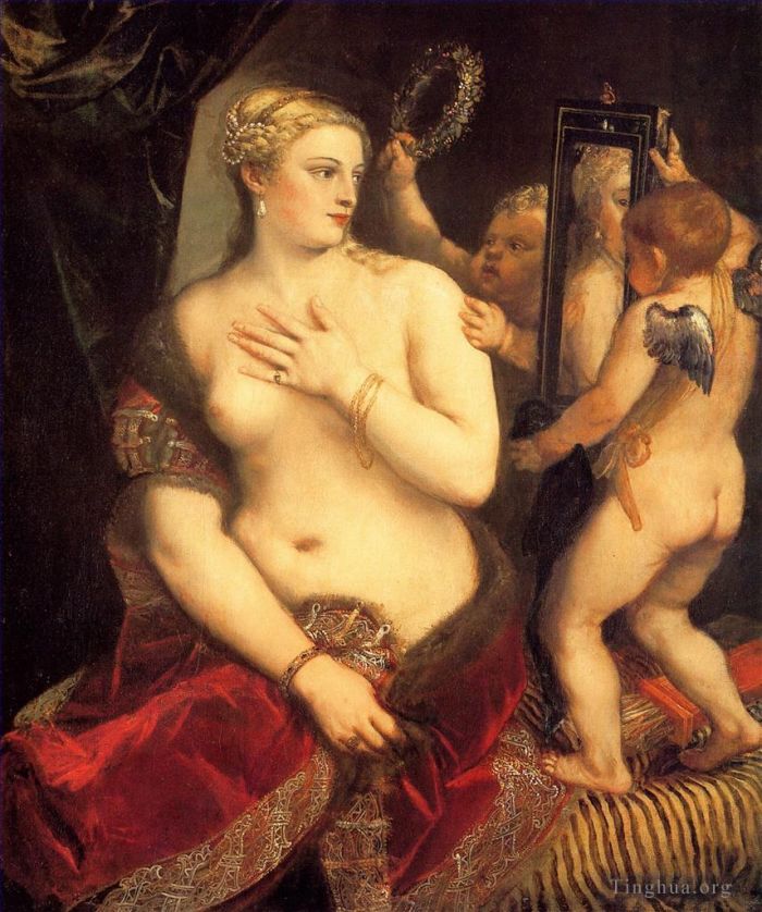 Titian Ölgemälde - Venus mit Spiegel