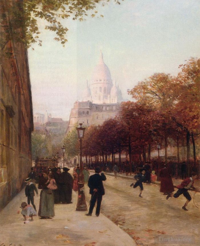 Victor Gabriel Gilbert Ölgemälde - Place DAnvers et Le Sacre Coeur Paris