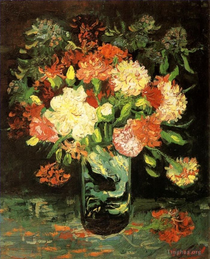 Vincent van Gogh Ölgemälde - 4 Vase mit Nelken 2
