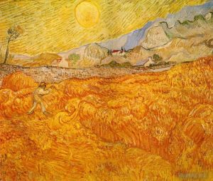 Vincent van Gogh Werk - 4 Weizenfeld hinter dem Saint Paul Hospital mit einem Schnitter