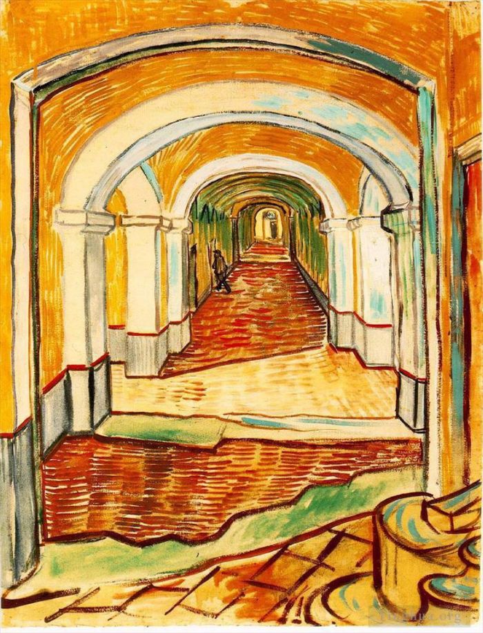 Vincent van Gogh Ölgemälde - Korridor in der Anstalt