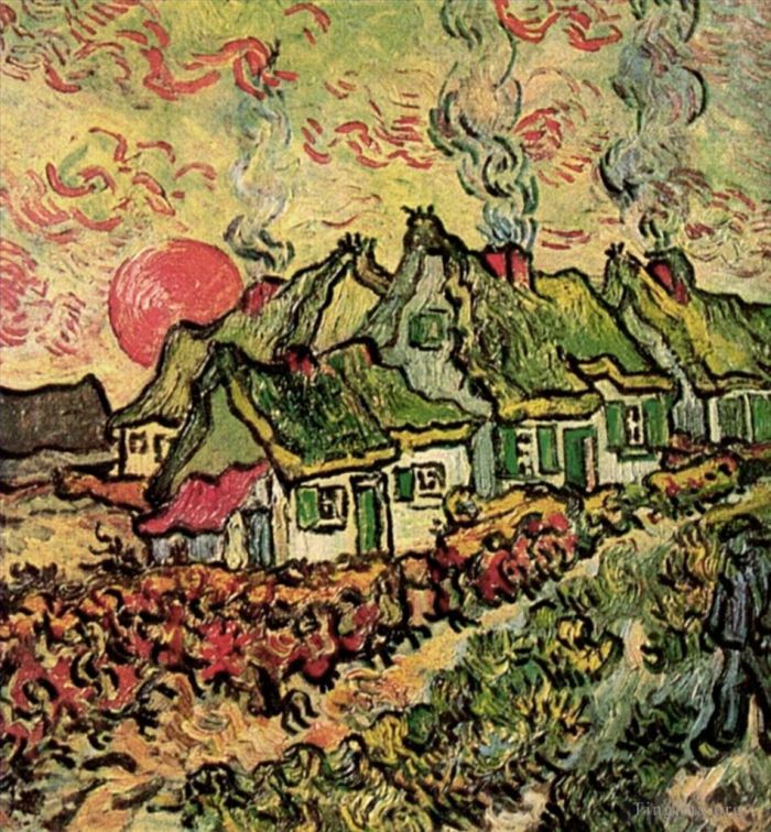 Vincent van Gogh Ölgemälde - Cottages Reminiszenz an den Norden