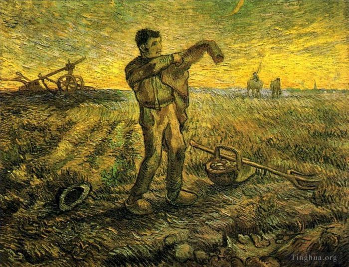 Vincent van Gogh Ölgemälde - Abend Das Ende des Tages nach Millet