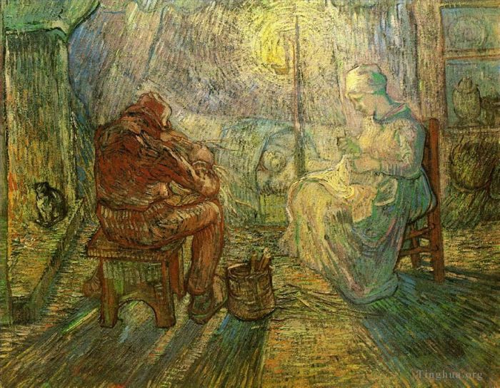 Vincent van Gogh Ölgemälde - Abends Die Wache nach Millet