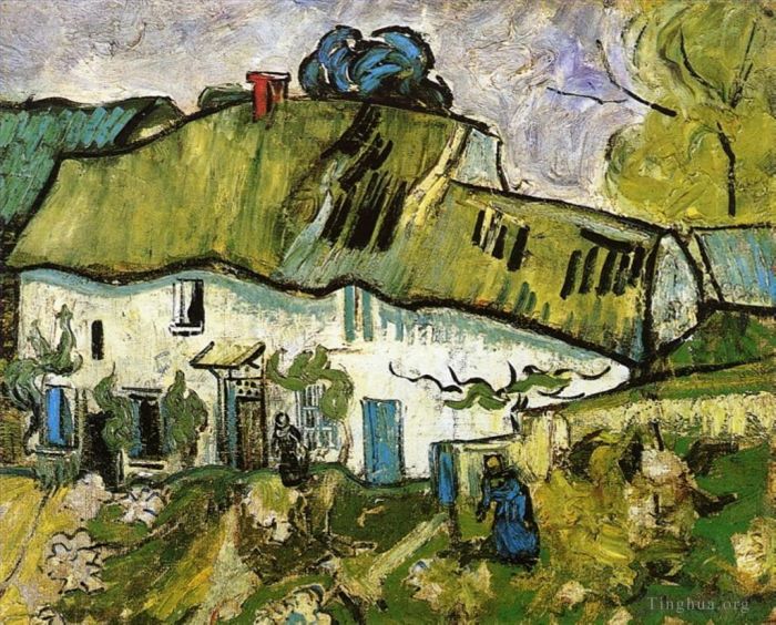 Vincent van Gogh Ölgemälde - Bauernhaus mit zwei Figuren