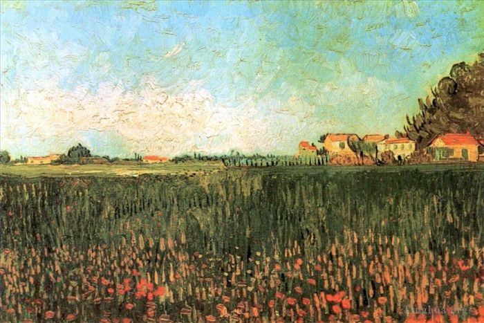 Vincent van Gogh Ölgemälde - Bauernhäuser in einem Weizenfeld in der Nähe von Arles