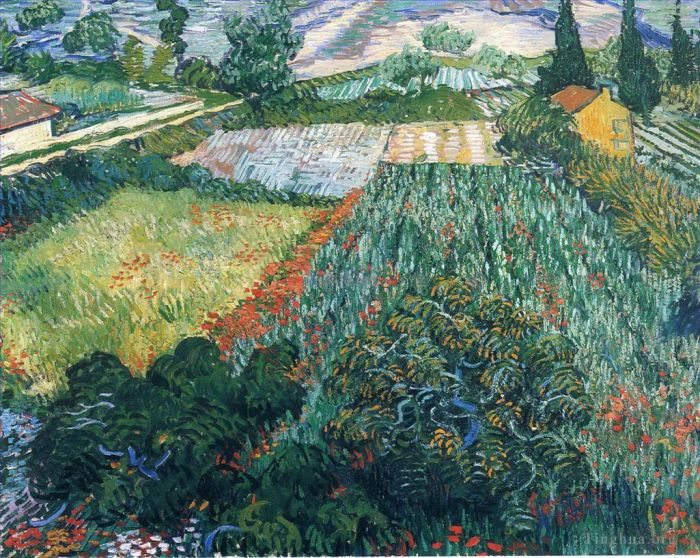 Vincent van Gogh Ölgemälde - Feld mit Mohnblumen 2