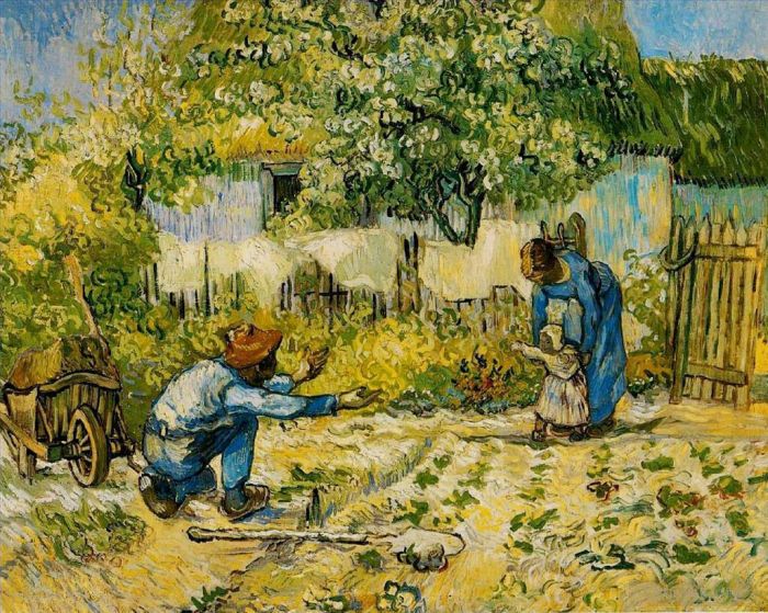 Vincent van Gogh Ölgemälde - Erste Schritte nach Millet