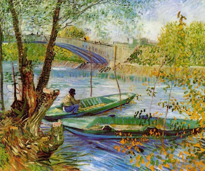 Vincent van Gogh Ölgemälde - Angeln im Frühling