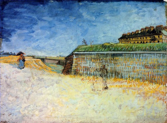 Vincent van Gogh Ölgemälde - Befestigungsanlagen von Paris mit Häusern