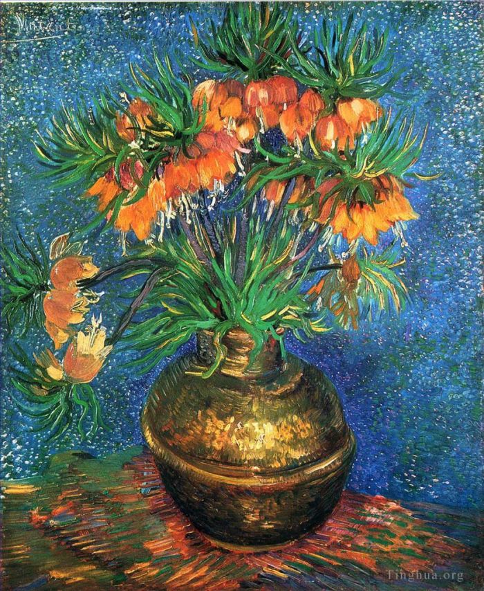 Vincent van Gogh Ölgemälde - Perlmutterfalter in einer Kupfervase