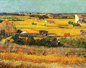 Vincent van Gogh Werk - Ernte in La Crau mit Montmajour im Hintergrund