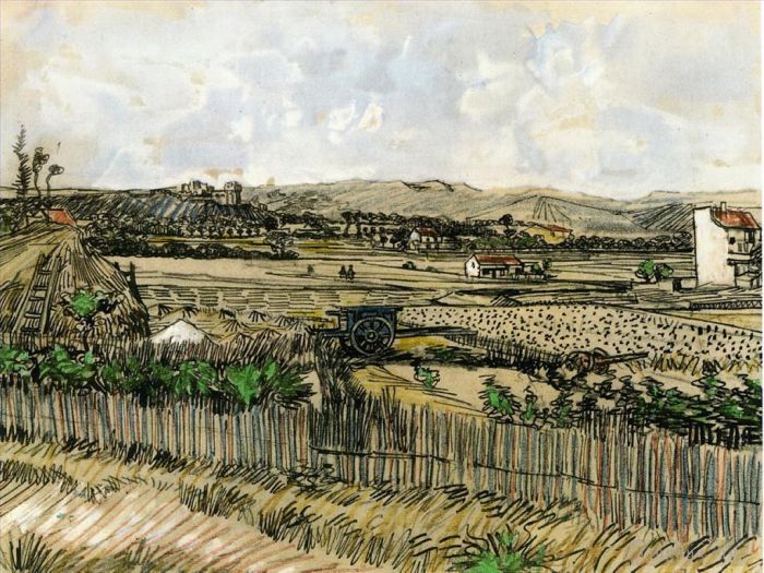 Vincent van Gogh Ölgemälde - Ernte in der Provence am linken Montmajour