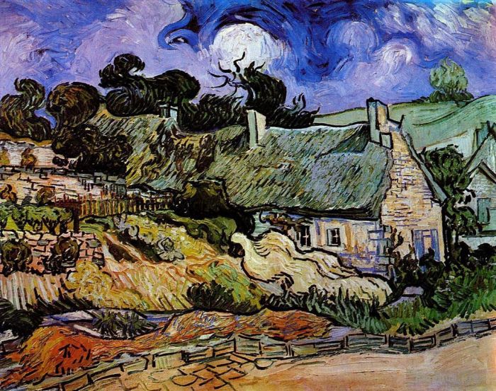 Vincent van Gogh Ölgemälde - Häuser mit Strohdächern Cordeville