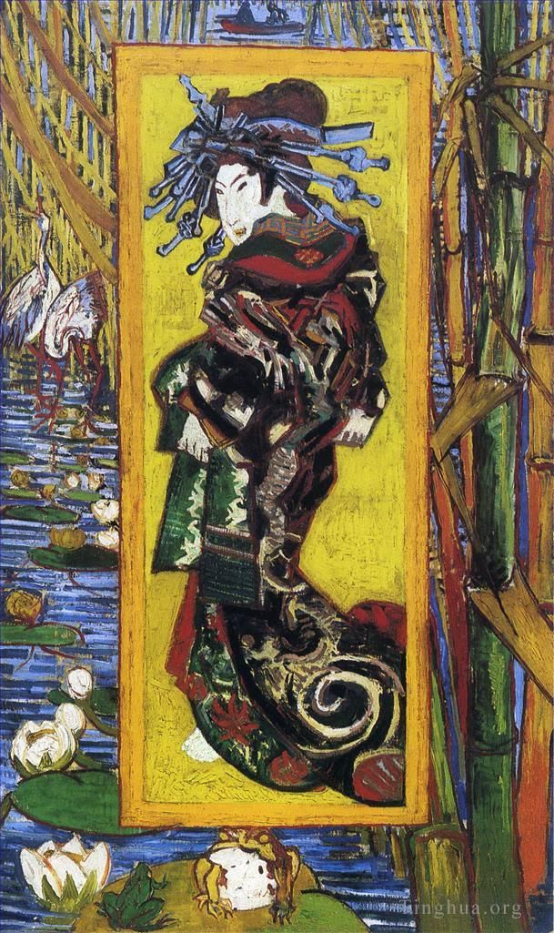 Vincent van Gogh Ölgemälde - Japonaiserie Oiran nach Kesai Eisen