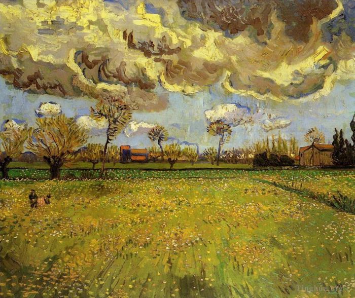 Vincent van Gogh Ölgemälde - Landschaft unter stürmischem Himmel