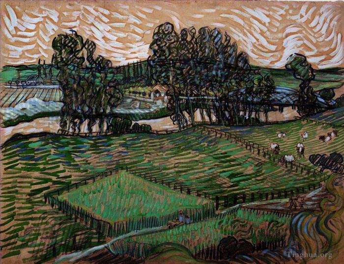 Vincent van Gogh Ölgemälde - Landschaft mit Brücke über die Oise