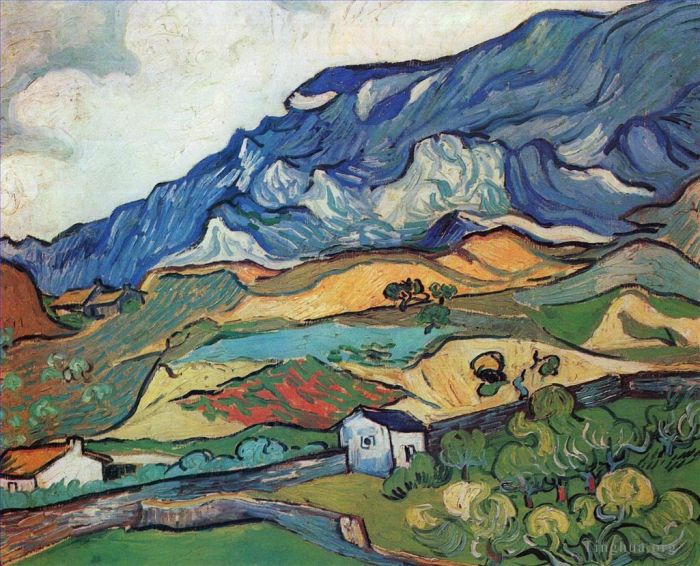 Vincent van Gogh Ölgemälde - Berglandschaft Les Alpilles in der Nähe von South Reme