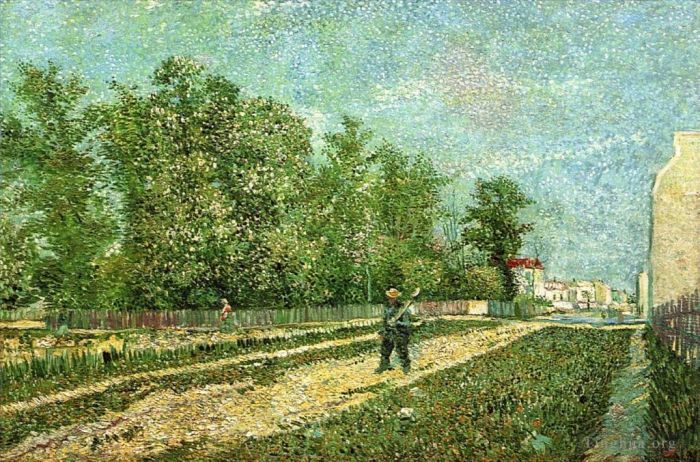 Vincent van Gogh Ölgemälde - Mann mit Spaten in einem Vorort von Paris