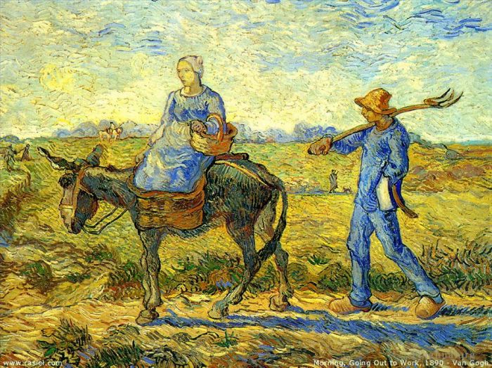 Vincent van Gogh Ölgemälde - Morgen zur Arbeit gehen