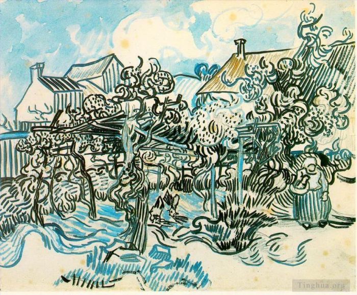 Vincent van Gogh Ölgemälde - Alter Weinberg mit Bäuerin