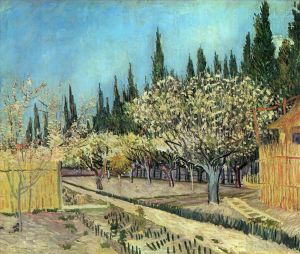 Vincent van Gogh Werk - Blühender Obstgarten, umgeben von Zypressen 2