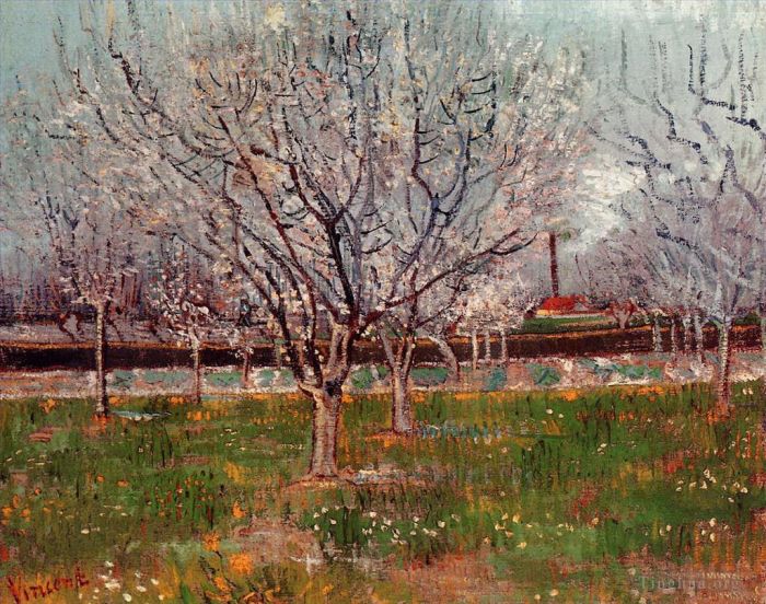 Vincent van Gogh Ölgemälde - Obstgarten in blühenden Pflaumenbäumen