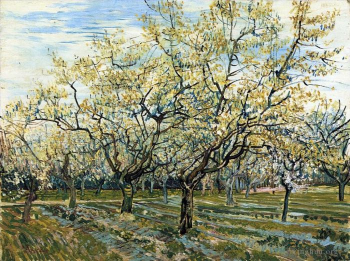 Vincent van Gogh Ölgemälde - Obstgarten mit blühenden Pflaumenbäumen