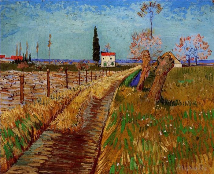 Vincent van Gogh Ölgemälde - Weg durch ein Feld mit Weiden