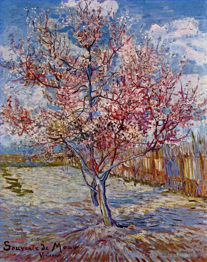 Vincent van Gogh Ölgemälde - Blühender Pfirsichbaum zum Gedenken an Mauve