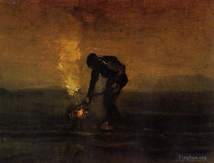 Vincent van Gogh Ölgemälde - Bauern verbrennen Unkraut