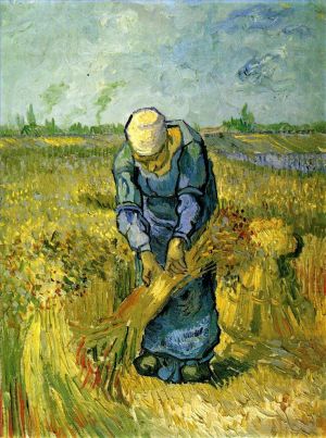 Vincent van Gogh Werk - Bäuerin bindet Garben nach Hirse
