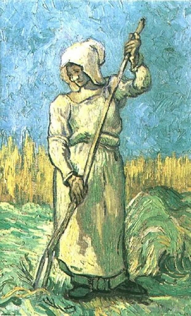 Vincent van Gogh Ölgemälde - Bäuerin mit Rechen nach Hirse