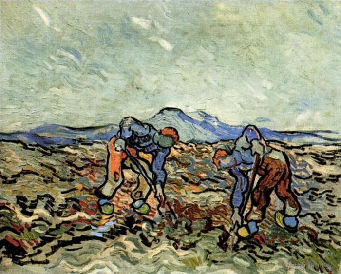 Vincent van Gogh Ölgemälde - Bauern heben Kartoffeln 2