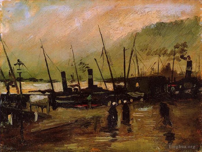 Vincent van Gogh Ölgemälde - Kai mit Schiffen in Antwerpen